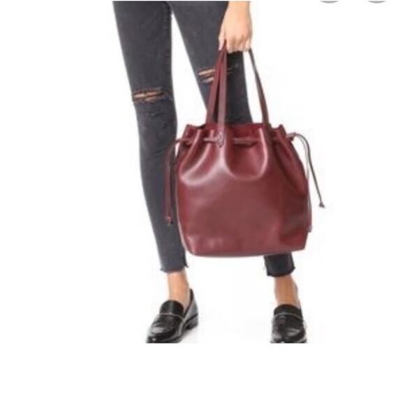 Madewell The Drawstring Transport Tote Vintage Redwood Leather Bucket Bag - Picture 1 of 16
